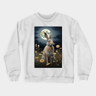 Hare, Pagan Hare, Pagan Art, Moon, Animal, Crewneck Sweatshirt